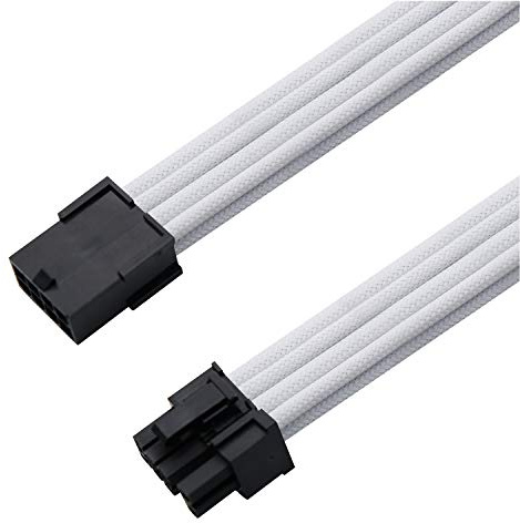 EZDIY-FAB Câble gainé PCIE 6 + 2 Broches - Rallonge de câble pour Alimentation -Blanc