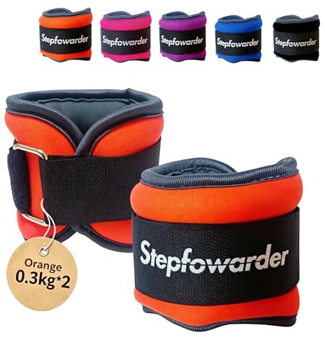Stepfowarder Ankle/Wrist Weights, 0.3-1kg for a Pair, Three Optional Colors & Weights with Adjustable Strap, 2 Pack