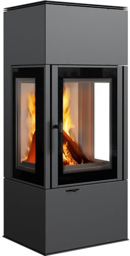 KRATKI Thor View Kaminofen 8 kW - BImSchV 2, 83% hermische Effizienz - Kaminofen mit gerader Verglasung, Ø150 mm Rauchrohr - EEK A