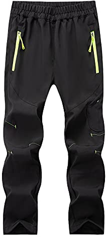 Echinodon Kinder Outdoorhose Wasserdicht Sommer Funktionshose Frühling Herbst Wanderhose Trekkinghose Schwarz S