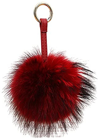 feifanshop Kaninchenfell Anhänger Taschenanhänger Schlüsselanhänger Echtfell Pelz Bommel
