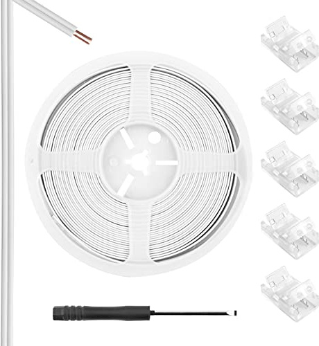 Aroidful 5 Stück 2 Polig 8 mm LED Strip Verbinder 10M Kabel LED Streifen Anschluss Set Kit mit Schraubendreher für einfarbige Lichtleiste