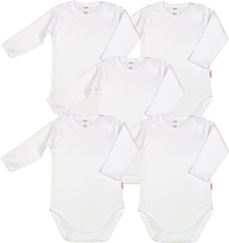 KLEKLE Baby Body - Body Langarm Unisex - 5er-Pack - mit Druckknöpfen - 100% Baumwolle - Babykleidung