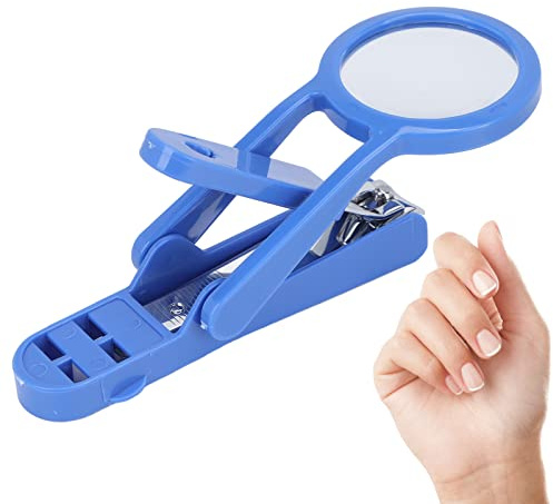 Nagelschneider mit Lupe,extra großer Nagelknipser, Nagelknipser für ältere Menschen, Edelstahl, verstellbarer Fingernagel-Zehennagelschneider mit Lupe(blau), Edelstahl Nagellupe Schere Fingernage