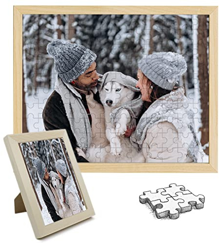 WERWAES Personalised Puzzle Photo Frame Custom Puzzle 35,70,120,200,300,500,1000 Pieces Puzzle for Adults Kids Non-Toxic Inks Print Puzzle No Glare Christmas Games Fun Indoor Activity（Puzzle+Frame）