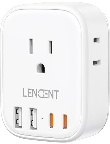 LENCENT Multi Plug Outlet Extender with USB, 4 AC Electrical Outlet Expander with 4 USB Charger Cube(2 Type C), Small Multiple Wall Tap Plug Splitter for Home Office Travel Cruise Dorm Essentials