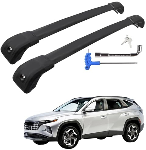 Car Roof Rack Cross Bars Compatible with Hyundai Tucson 2022-2023 (Fit for Recessed Side Rails), Lockable Aluminum Crossbars for Kayak, Bike, Roof,