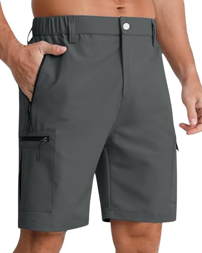 LVCBL Herrshorts vandringsbyxor herr korta byxor lätta snabbtorkande cargobyxor, Mörkgrå, L