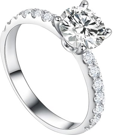 MenYiYDS Damen Ringe Silber 925 Verlobungsringe Solitärring 3CT Oval Zirkonia Versprechen Ring Eheringe Trauringe,Eternity Ring Damen Ewigkeitsringe Titan Verlobungsringe,Silber