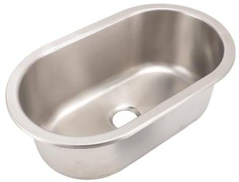 Fregadero de Cocina bajo Encimera, Gran Capacidad Forma ovalada. Fregadero de Cocina de Acero Inoxidable Tazón Individual Drenaje Eficiente Lavabo con Orificio de Drenaje de 40