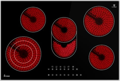 Glaskeramik Kochfeld 80 cm | Autark | 9,255 kW | 5 Zonen | 9 Stufen | Bräterzone | Dreifachzone | Slim-Designrahmen | Timer | KK7705ED