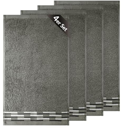 Lashuma Gästehandtücher Grau 30x50 cm, Lugano 4er Set Handtücher klein