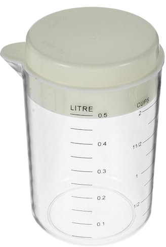 ABOOFAN Measuring Cup with Lid, Measure Liquid Milk Cup Clear Scale Graduated Beaker, Drinking Water Mug Juice Pitcher with Spout 500ml for Hot Espresso Coffee