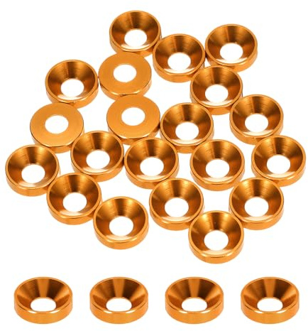 QUARKZMAN Rondelle Svasate Tazza Conica M4 Dia Foro 4.1mm/0.16 Guarnizioni Alluminio Guarnizione Rondella Testa Tazza per Viti Rc/Fpv/Pc/Drone Meccanici Parti Modello 20pz (Arancione)