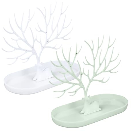 EHDWXVZM Soporte Para Presentación De Joyería De 2 Piezas Con Bandeja, Soporte De Exhibición De Plástico En Forma De Ciervo, Soporte Vertical De Escritorio