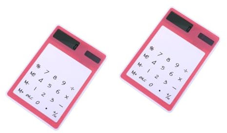 SEWACC 2pièces Calculatrice à Écran LCD Transparente avec Panneau Tactile Calculatrice Portable pour École Bureau Rose