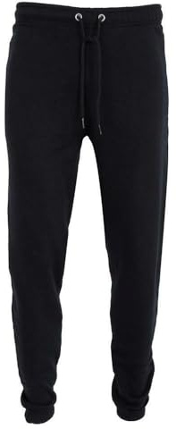 FASHION MY LOVE Men's Trouser Fleece Elasticated Joggers Cuffed Sweatpants with Zip Pockets Fleece Gym Sports Casual Trousers Size S-5XL Black