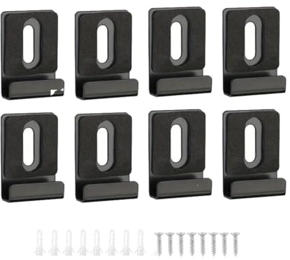 ZAAWUUT Lot de 8 clips de miroir en métal, support mural avec tampon à vis en caoutchouc, crochet de suspension robuste pour cadre photo, miroir, panneau d'affichage (noir)