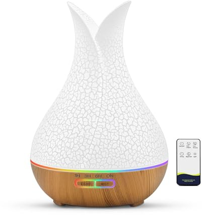 Diffusore di OLI essenziali, diffusore di aromaterapia a ultrasuoni da 500 ml con 7 luci d'ambiente 4 Timer telecomando autospegnimento Senza acqua, diffusori umidificatore per la casa Grande Stanza