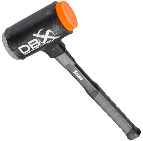 Titan DBX 63632 28oz Dead Blow Hammer with Interchangeable Polyurethane & Steel Striking Faces, Rebound Resistant, 14 Shock Absorbing Fiberglass Handle with Textured Grip