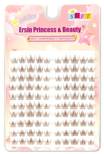 Brown Eyelash Extensions Set, 100 Pieces, 8-12 mm, Mixed Clear Band, Artificial Eyelashes, Clusters, Lashes Extension, Natural Look, Lash Clusters, Individual Eyelash Extensions (KQY)