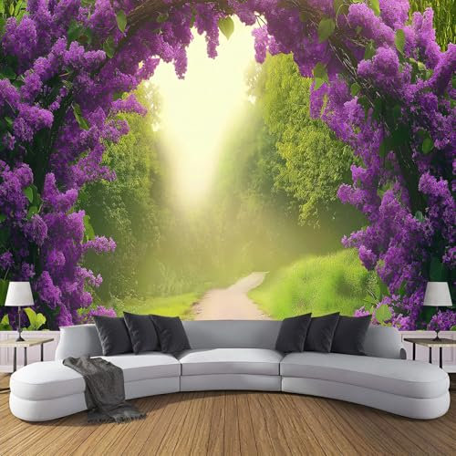 Pflanzenbogen Fototapete - Grüne Landschaft - Größe 350X256Cm (Breite X Höhe) Wandtapete Tapete, Wandbild Wandtattoo Dekoration - Tapete, Kinderzimmer, Kindertapete