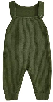 Carolilly Tutina per neonati, per bambini e bambine, tinta unita, senza maniche, collo quadrato, in maglia, tutina per neonati, sarouel per neonati, a maniche lunghe, tutina per bambini e bambine, in