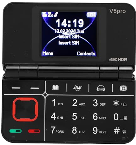 Bewinner ​​Flip Foldable Mobile Phone with Large Keypad, FM Radio, Multi Language Support, Dual Display,Lightweight Senior Cell Phone for Travel Daily (Black)
