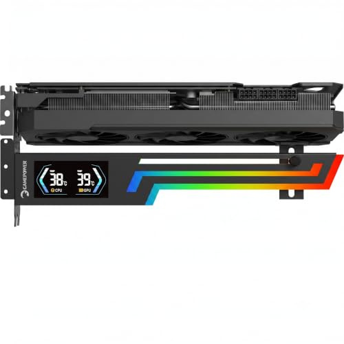 GAMEPOWER Heatsync ARGB - Soporte para tarjetas gráficas LCD, color negro, soporte para GPU y GPU con pantalla de temperatura de CPU/GPU en tiempo real, pantalla de 2,64 pulgadas, sincronización ARGB