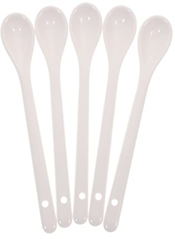 IWOWHERO 5 pièces Lot de Cuillères à Soupe Céramique Blanches Longues Manche Cuillères Grandes pour Soupe Porridge et Café Ustensile Cuisine sans Produits Chimiques
