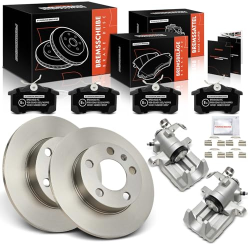 Frankberg 2x Bremssattel + 2x Bremsscheiben + 4x Beläge Hinten Ø232mm | Kompatibel mit Golf IV 1J1 Polo 6C1 6R1 Fabia II 542 Polo 9A 9N Ibiza IV 6J5 Replace# 1J0698451C