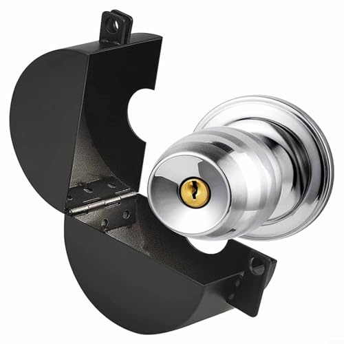 Oniissy Pomo de puerta de seguridad, dispositivo de bloqueo de manija de puerta para privacidad y prevención de entrada, construcción de acero inoxidable, negro, fácil de instalar, se adapta a