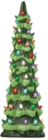 Alberi di Natale da tavolo dipinti a mano retrò, piccolo albero di Natale con luci, decorazioni autunnali per la casa, decorazione per le vacanze con lampadine multicolori, luci a LED per feste in