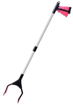 NIUSABOU Behinderte Handschellen, Faltbarer Greifer for Aufsammeln von Küchenabfällen und Abfall, Rosa, 81 cm