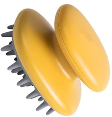 Beatifufu Handliches Silikon Shampoo Massagekamm Kopfhautreinigung Haarstyling Werkzeug Langlebig Leicht Tragbar für Zuhause und Unterwegs Tiefenwirksame Reinigung und Haarwurzelpflege Gelb