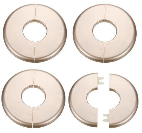 QUARKZMAN 4Stück Wand Split Flansch 33.5mm/1.3 Selbstklebende hygienisch Abdeckplatten ABS Kunststoff Runde Zier Clip Design Für Wasserrohr Badezimmer Küche Deko Goldton