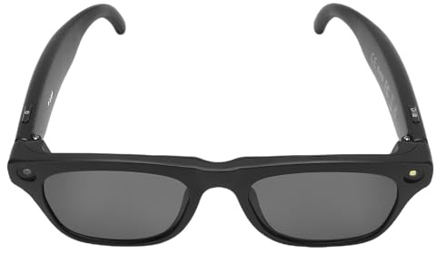 Jectse Lunettes Intelligentes, Lunettes Intelligentes 4K 1080P BT 5.4 avec Double Haut-Parleur Flash, de Traduction en Temps Réel pour la Protection Intérieure (Black)