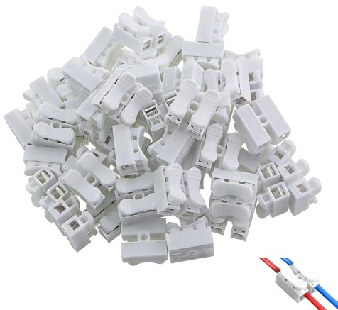 100 Pcs CH2 Quick Connector,Spring Wire Connector,Quick Push Electrical Terminal Block for Cable Wiring, 0.5-2.5mm² 22-14 AWG 220V 5A Fast Cable Clamp Connector for Lighting Home Electrical Automotive