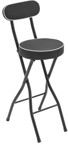 WOLEGM Vikbar barstol set om 2, vikbar ståpall barstol med ryggstöd, 65 cm hög, lastkapacitet 125 kg, barnstol hopfällbar ståstöd, stabil barpall för bardisk kök barer bistro