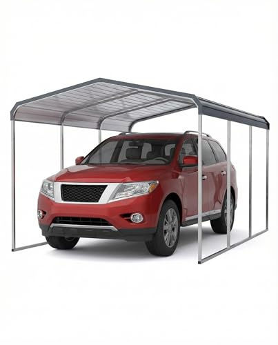 GarveeLife 10x15 ft Heavy Duty Metal Carport, Oversized Steel Car Port for Trucks, Boats, Tractors – All-Weather Protection, 680 lbs Net Weight