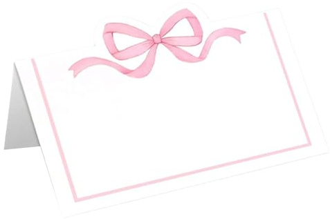 20PCS Elegant Bow Place Cards for Table Setting, Blank Name Cards for Wedding Reception, Baby Shower, Birthday Party, Foldable Seating Assignment Label Cards