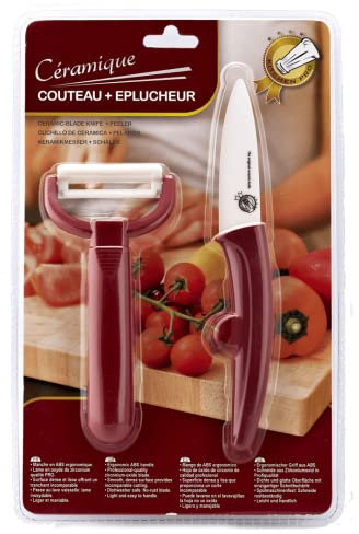 Kitchen Pro - Juego de cuchillos (cerámica), color rojo