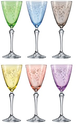 Bohemia Kristall Gläser - Floral - 6er Set - Original (Weinglas 6 x 250 ml)