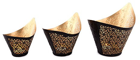 pajoma Oriental - Juego de 3 faroles orientales (12/14/19 cm)
