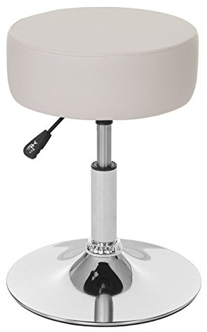 Mendler Hocker HWC-C22 Ø35cm - Kunstleder, Creme | Sitzhocker, Schminkhocker, höhenverstellbar