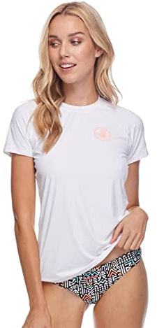 Body Glove Standard Smoothies in-Motion Solid Short-Sleeve Rashguard for Women with UPF 50+ Snow