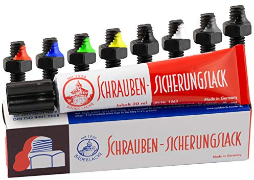 SET: Schraubensicherungslack 20 ml. in Tube 1xrot - 1xgrün - 1x gelb