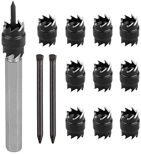 Set di taglierine per saldatura, 13 pezzi da 3/8 a doppia faccia per la rimozione di punti rotanti e 2 lame di ricambio per la rimozione di fori in metallo per la saldatura a punti Power Drill