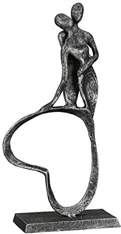 Casablanca Skulptur Stand by me, Deko Figur Anthrazit, Silber, Metall Statue Wohnzimmer, Büro Dekoration H. 23 cm x B. 11 cm - Moderne Skulpturen, Metallfiguren, Liebe u. Couple Hochzeit