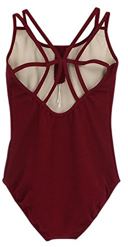 BOZEVON Damen Ballett Trikot - Elegant Ballettanzug Bodysuit Gymnastikanzug Ärmellos Elastischer Tops Jumpsuit Ballettkleidung mit Spaghettiträgern (Karmesinrote)
